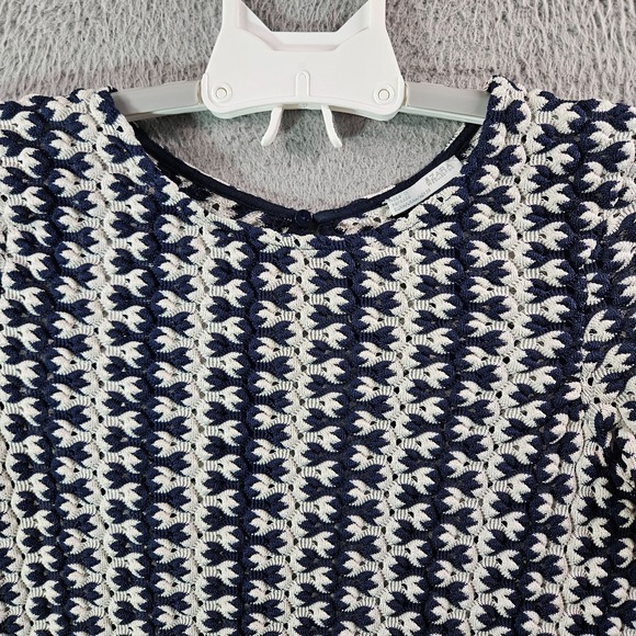 Zara Top Women‎ Medium Cut Out Back Knit Long Sleeve Black White - Picture 3 of 11